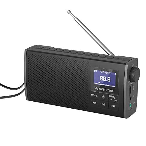 어반트리 Soundbyte 860s 휴대용 FM 라디오 블루투스 5.0 스피커& SD 카드 MP3 플레이어 3-in-1, 6W 무선 스피커, 오토 채널 스캔&  프리셋, 8H 충전식 배터리 작동 아웃도어 (No AM)