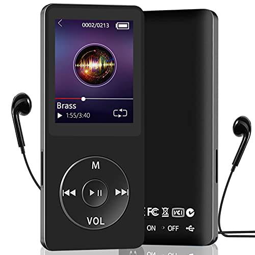 MP3 음악 플레이어 스피커, MP3 플레이어 빌트인 16GB Starage, 휴대용 미디어 플레이어 FM 라디오/ E-Book, 하이파이 무손실 사운드 플레이어 지원 up to 128GB Running(Built-in earphons)