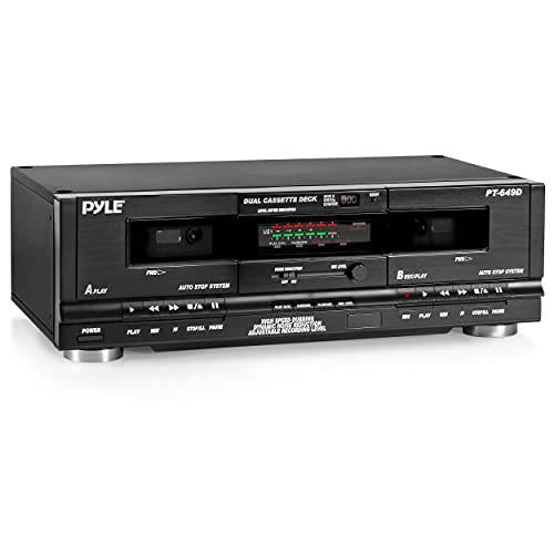 듀얼 스테레오 카세트 테이프 덱 - 클리어 오디오 더블 플레이어 레코더 시스템 w/ MP3 음악 컨버터, 변환기, RCA 레코딩, Dubbing, USB, 레트로 디자인 -  스탠다드/ CrO2 테이프, 홈 사용 - PT659DU