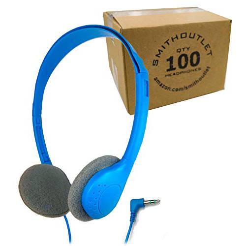 SmithOutlet 100 팩 벌크, 대용량 교실 헤드폰,헤드셋 블루