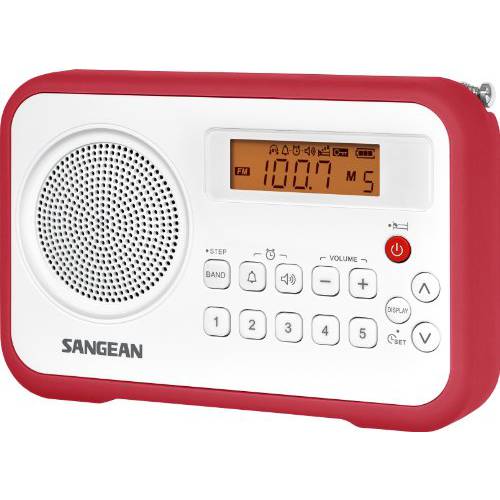 Sangean PR-D18RD AM/ FM/ 휴대용 디지털 라디오 보호 범퍼 (화이트/ 레드)