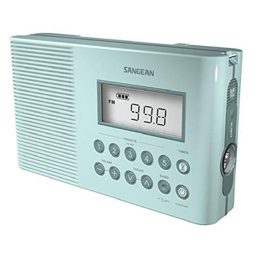 Sangean H201 휴대용 AM/ FM/ 날씨 경보 디지털 튜닝 방수 샤워 라디오 Turquoise