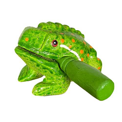 Cozinest 3 나무 Frog Guiro Rasp 퍼커션 악기 톤 블록 태국 공예 우드 Frog 뮤지컬 악기 Adorable 선물 (그린 도트)
