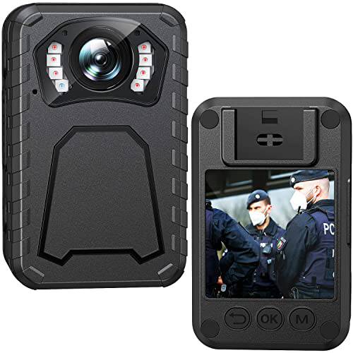 바디 카메라, 1296P 바디 웨어러블 카메라, 64G 메모리, Police 바디 카메라 경량 and 휴대용, 10HR 배터리 Life, 클리어 나이트 비전, 홈/ 아웃도어/ Law Enforcement