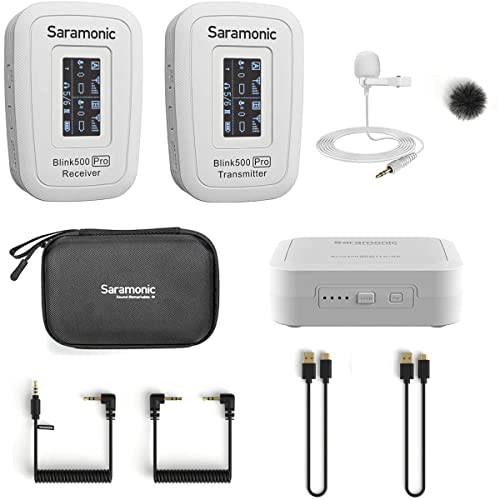 Saramonic 백설공주 Advanced 2.4 GHz 무선 Clip-On 마이크,마이크로폰 시스템  라발리에& Dual-Channel 리시버 카메라, 휴대용 디바이스 and More (Blink 500 프로 B1 백설공주) (BLINK500PROB1W)