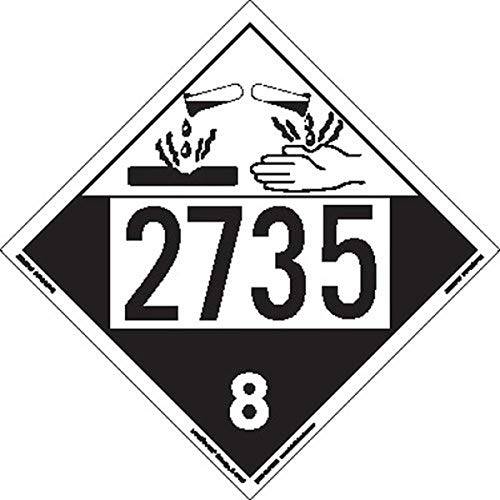 Labelmaster ZEZ42735 UN 2735 Corrosive Hazmat 플랜카드, E-Z 탈부착가능 비닐 (팩 of 25)