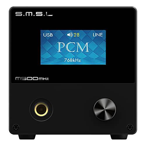 S.M.S.L M500 MKII 오디오 DAC&  헤드폰 앰프, ES9038PRO 칩, USB/ 광학/ 동축, Coaxial,COAX/ 블루투스 입력 MQA-CD 풀 디코딩, L DAC APTX HD SBC AAC, XMOS XU216 DSD PCM  리모컨