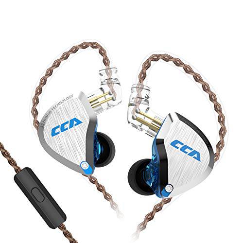 FEDAI CCA C12 하이브리드 in-Ear 이어폰, IEM 5BA+ 1DD 인이어 헤드폰, 징크,아연 합금 쉘+ 레진 개 유선 이어폰, 이어버드 인이어 모니터 탈착식 케이블 CPin 0.75mm (with 마이크, 블루)