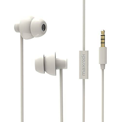 MAXROCK (TM) 독특한 Total 소프트 실리콘 수면 헤드폰,헤드셋 귀마개,소음방지귀마개 이어폰, 이어버드 마이크 핸드폰, 태블릿 and 3.5 mm 잭 플러그 (화이트)