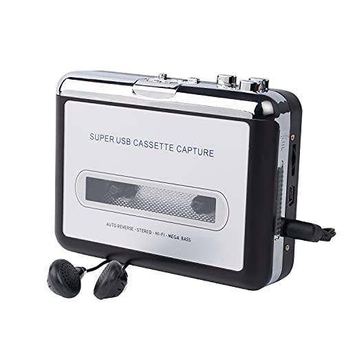 휴대용 카세트 플레이어 USB 카세트 테이프 플레이어 캡처 Mp3 오디오 음악, 카세트 to Mp3 컨버터, 변환기 호환가능한 노트북 and 개인 컴퓨터