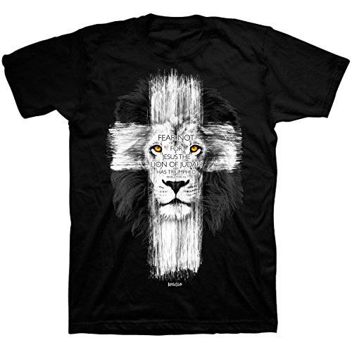 사자 크로스 T-Shirt (라지), 블랙