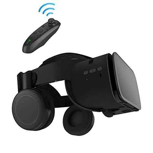 3D VR 헤드셋, VR 게임 시스템， 3D VR 글라스 뷰어 리모컨 [Bluetooth]，Headset 호환가능한 4.7-6.3 아이폰 iOS/ 안드로이드, VR 뷰어 IMAX 영화&  카드 게임