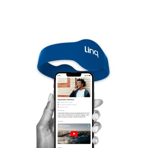 Linq 팔찌 v3 - 스마트 NFC and QR 테크놀로지 밴드 네트워킹, 커스텀 Links, 비디오, and More (블루)