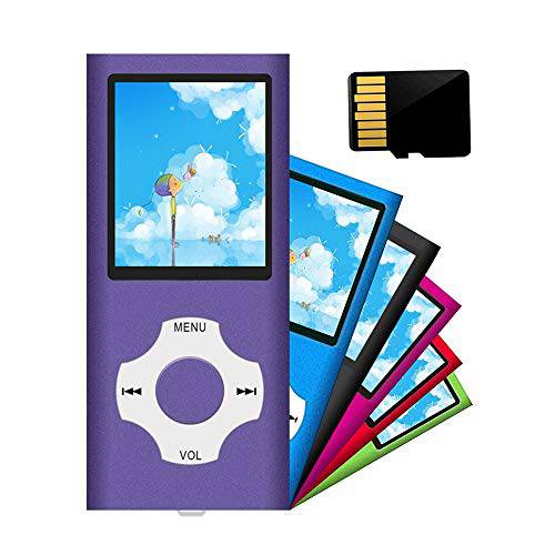 MP3 플레이어/ MP4 플레이어, 휴대용 음악 플레이어 a 16GB TF 카드 음악/ 비디오/ 음성 LP레코드/ FM 라디오/ E-Book 리더, 리더기/ 포토 뷰어, 지원 up to 64GB (퍼플)