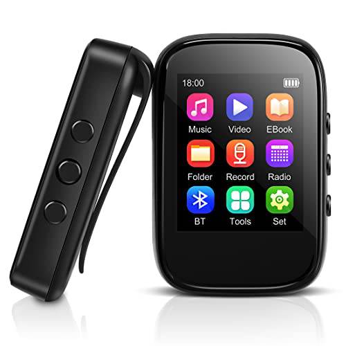32GB Mp3 플레이어 블루투스 스포츠 Clip-on 음악 플레이어 런닝 산책 지원 Full-Touch 스크린 FM 라디오 Line-in 음성 LP레코드 TF 카드 Up to 128GB-Black