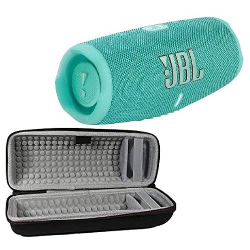 JBL 충전 5 - 휴대용 블루투스 스피커 독점 하드쉘 여행용 케이스 IP67 방수 and USB 충전 Out (청록색)