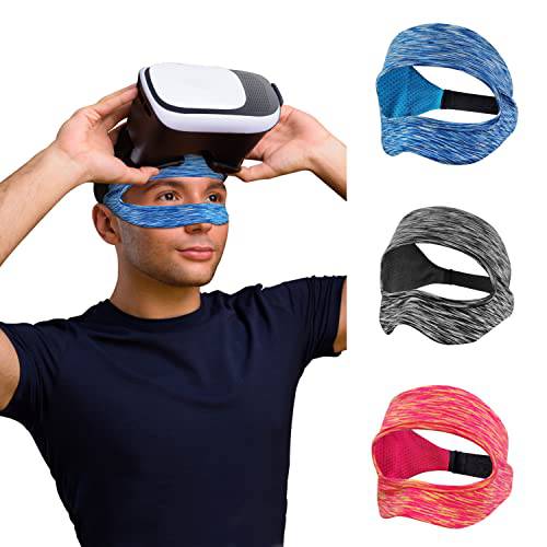 SAYAFAN VR 아이 마스크, 조절가능 통기성 VR Sweat 밴드 오큘러스 퀘스트 2, HTC Vive, PS, 기어, VR 운동 (3PCS)