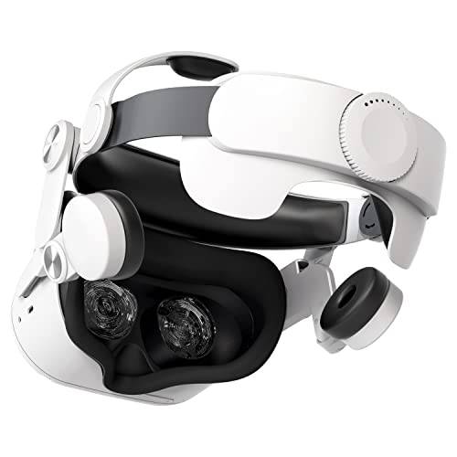 ZyberGears VR Elite 스트랩  귀마개, 이어 머프 오큘러스 퀘스트 2, 조절가능 헤드 스트랩, 강화 지원 and 편안한 오큘러스 퀘스트 2 악세사리 - 화이트 프로 플러스