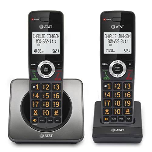 at& T GL2101-2 DECT 6.0 2-Handset 확장가능 무선 홈 폰 통화 블록, 방문객 ID, Full-Duplex 핸드셋 스피커폰, 2 화이트 백라이트 디스플레이, 라이트 키패드 ( 흑연&  블랙)