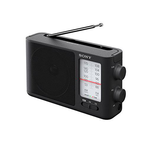 소니 ICF-506 아날로그 튜닝 휴대용 FM/ AM 라디오, 블랙, 2.14 lb