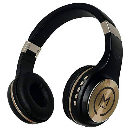 Morpheus 360 블루투스 헤드폰,헤드셋, 무선 헤드폰,헤드셋 오버이어, 무선 헤드셋 마이크,마이크로폰, 블랙 골드 Accents, 편안 디자인 HP5500G