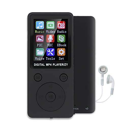 Acogedor 32GB MP3 MP4 플레이어 블루투스 4.2, 1.8 컬러 스크린 휴대용 음악 플레이어, 6-8 시간, 이어폰, 32GB 메모리 카드 Not Included(Black)