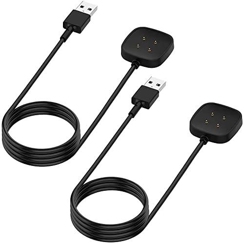 EXMRAT 충전기 호환가능한 핏빗 베르사 3/  감각, 교체용 USB 충전 도크 케이블 케이블 베르사 3 스마트워치 (2-Pack, 3.3ft)