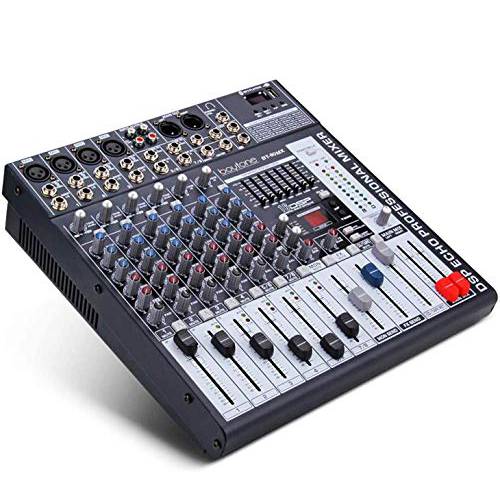 Boytone BT-80MX 8-Channel 블루투스 오디오 믹서,휘핑기 DJ 사운드 컨트롤러, 7 밴드 EQ, 16 DSP 효과, USB