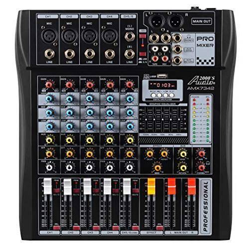 Audio2000’S AMX7342 Six-Channel 오디오 믹서,휘핑기 USB 인터페이스 and 사운드 이펙트