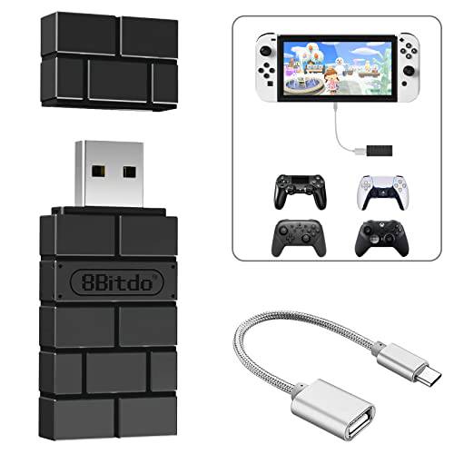 8BitDo USB 무선 컨트롤러 어댑터 컨버터, 변환기 동글 스위치/ 스위치 OLED, 윈도우, 맥OS, 라즈베리 파이, PS5/ PS4/ PS3 컨트롤러, 엑스박스 시리즈 X/ S, 엑스박스 원 컨트롤러, OTG 케이블