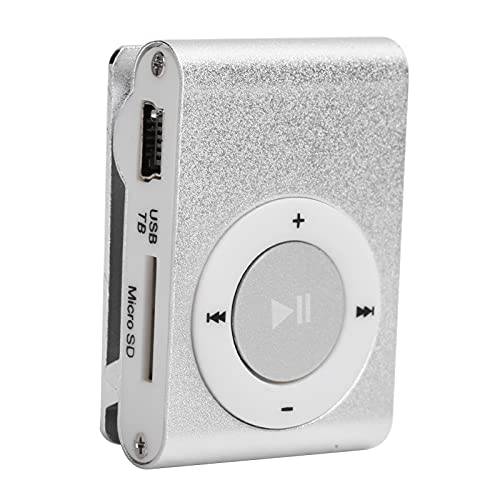 Wisoqu MP3 플레이어, 휴대용 디지털 음악 미디어 플레이어 MiniMP3 BackClip 플레이어 이어폰 and USB 케이블 산책 런닝, etc(Silver)