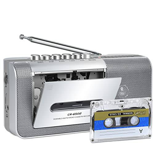 휴대용 카세트 레코더 Player:Retro 카세트 테이프 플레이어 AM FM, 워크맨 카세트 플레이어 큰 스피커, 헤드폰 잭, 전원 by 4AA 배터리, AC 충전 Study, 선물 to 부모님