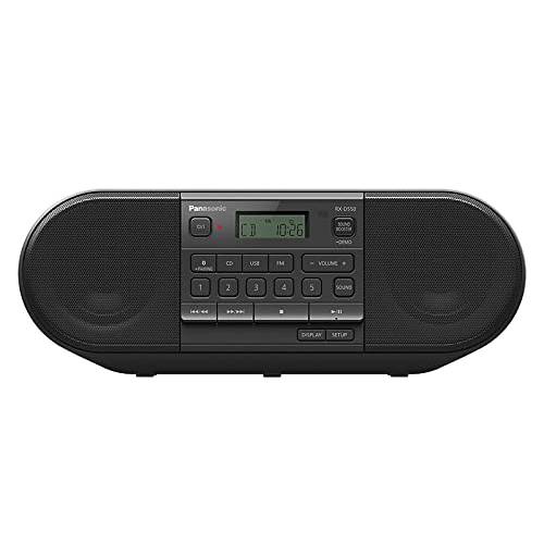 파나소닉 RX-D550 붐박스 - 하이 파워 휴대용 스테레오 AM/ FM 라디오, 블루투스, CD, USB 110-240 볼트 (블랙)