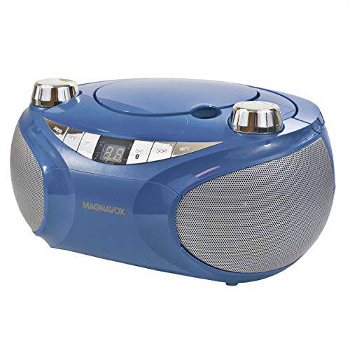 Magnavox MD6949-BL 휴대용 탑 Loading CD 붐박스 AM/ FM 스테레오 라디오 and 블루톱니 무선 테크놀로지 in 블루 | CD-R/ CD-RW 호환가능한 | LED 디스플레이 |