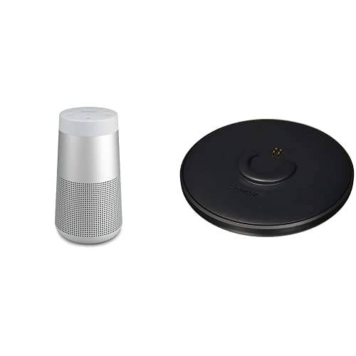 보스 사운드링크 회전 (시리즈 II) 휴대용 블루투스 스피커  무선 Water-Resistant 스피커 360° 사운드,  실버&  사운드링크 회전 충전 거치대 블랙