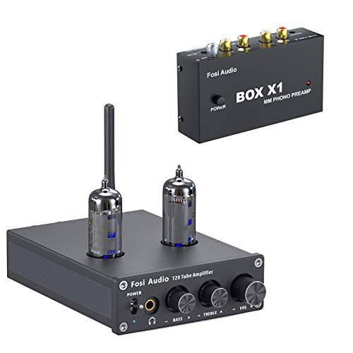 Fosi 오디오 T20 블루투스 스테레오 2 채널 튜브 헤드폰 앰프 and 박스 X1 Phono 프리앰프 MM 턴테이블