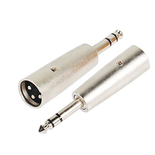 PNGKNYOCN XLR to 1/ 4 Adapter，6.35mm TRS Male to XLR Male 스테레오 밸런스 오디오 커넥터 믹서,휘핑기, 스피커, 마이크,마이크로폰 and More（2-Pack）