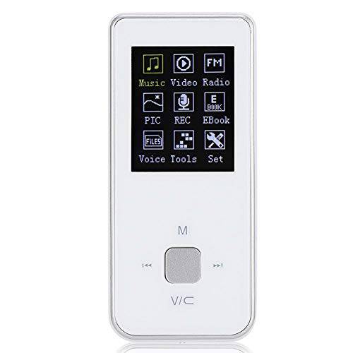 1.8inch 터치스크린 MP3/ MP4 음악 플레이어, 미러 서피스 울트라씬 음악 플레이어 레코더, 하이파이 무손실 사운드 퀄리티, 확장가능 up to 32G Card(White)