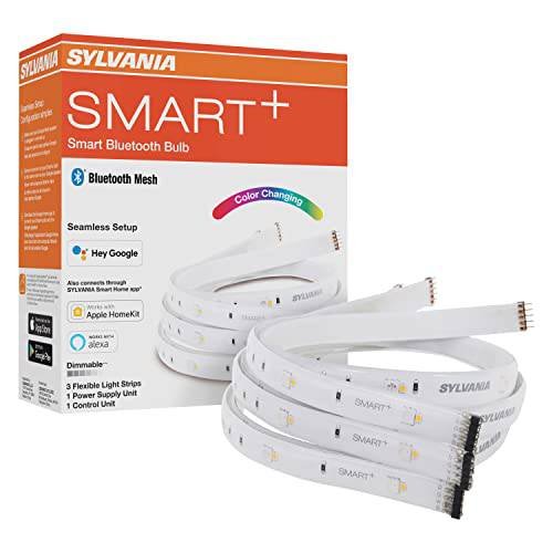 Sylvania 스마트 (3) 2ft 블루투스 매쉬 실내 LED 플렉스 라이트 스트립 스타터 키트  알렉사/  구글/  애플 홈킷, RGBTW 풀 컬러, 밝기조절가능, 악세사리 포함 - 1 팩 (75575)