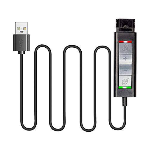 VoiceJoy U20 빠른연결해제 QD to USB 플러그 어댑터 음소거 볼륨 컨트롤 호환가능한 Plantronics 헤드셋 QD 커넥터 플러그 to Any 컴퓨터 노트북 VOIP 소프트폰 201852-01