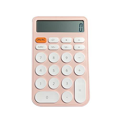 Benkaim 베이직 귀여운 캔디 계산기, 휴대용 스탠다드 계산기 12 숫자 듀얼 파워 소형,휴대용 데스크탑 계산기 라지 LCD 디스플레이 and 센서티브 Buttons(Pink)