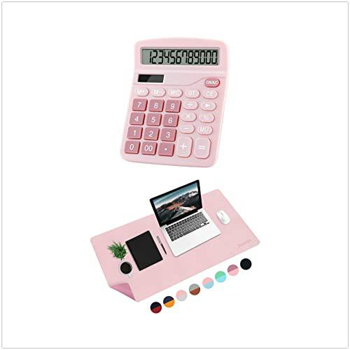 데스크 계산기 핑크+  양면줄자 데스크 매트 핑크/ 퍼플 31.5 x 15.7