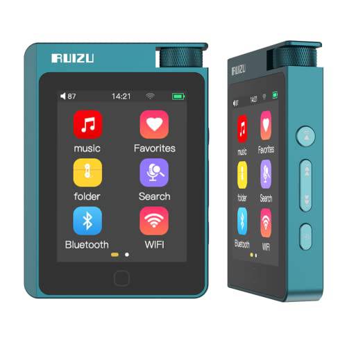 RUIZU 64GB 하이파이 무손실 MP3 플레이어 블루투스 5.0 와이파이 DSD DAC 하이 해상도 디지털 오디오 플레이어 High-Res 휴대용 음악 플레이어 2.8 인치 풀 터치 스크린 지원 up to 512GB 마이크로 SD 카드
