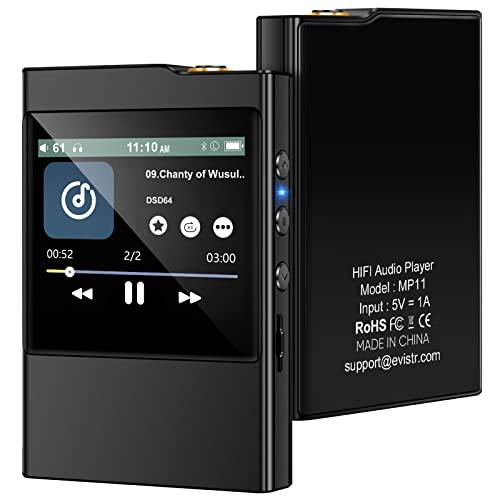 EVISTR Hi-Fi 디지털 오디오 플레이어 블루투스 휴대용 음악 플레이어 DSD MP3 플레이어 USB DAC 오디오애호가