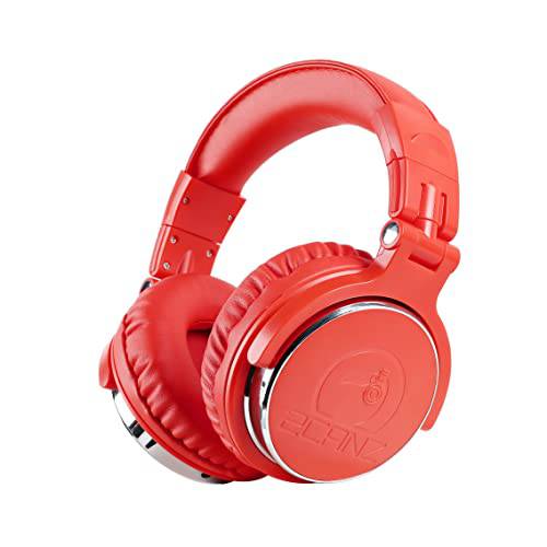2CANZ 레드 DJSTAKZ 에디션 Over-Ear 프로페셔널 유선 DJ 헤드폰, 헤드셋 - 강화 50mm 네오디뮴 드라이버, Closed 후면, 봉제 Comfrasoft 이어 쿠션, 8-Way 조절가능 이어패드, and 폴더블