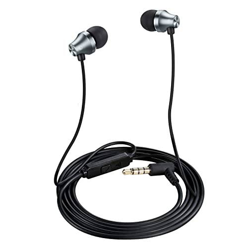 iRAG A101 유선 이어폰, 이어버드 헤드폰,헤드셋 소음 차단 in-Ear 이어폰 마이크,마이크로폰 리모컨 3.5mm 플러그인 오디오 잭 (건 메탈)