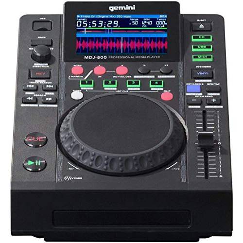 쌍둥이자리 사운드 MDJ-600 프로페셔널 오디오 DJ CD/ CDR 미디어 플레이어 4.3 인치 풀 컬러 디스플레이 스크린, 5 Jog 휠 and 프로그래밍가능 핫 단서 미디 컨트롤러 믹서,휘핑기 턴테이블