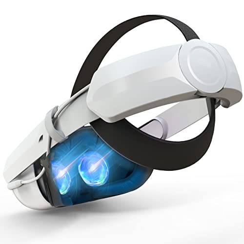 VINDIJA 오큘러스 퀘스트 2 헤드 스트랩 배터리, 6000mAh 배터리 팩 Extend 6hs 재생시간, 조절가능 Elite 스트랩& 카운터 밸런스 강화 지원 and 편안한 in VR 악세사리 메타/ 오큘러스 Quest2