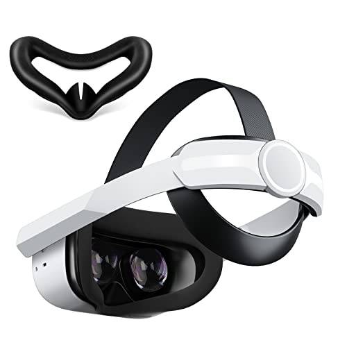 Hevanto 헤드 스트랩 오큘러스 퀘스트 2, Elite 스트랩 교체용 VR 헤드셋, 오큘러스 퀘스트 2 헤드 스트랩 악세사리 실리콘 페이스 커버 감소 압력
