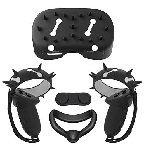 CNBEYOUNG VR 쉘 페이스 커버 터치 컨트롤러 그립 커버 and 렌즈 커버 오큘러스/ 메타 퀘스트 2, 4-in-1 보호 커버 악세사리 세트 메타/ 오큘러스 퀘스트 2 Complete Protection(Rivet)